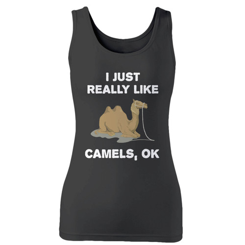 High quality print of this slim fit i just really like camels ok women tank top will turn heads. And bystanders won't be disappointed - the racerback cut looks good one any woman's shoulders.