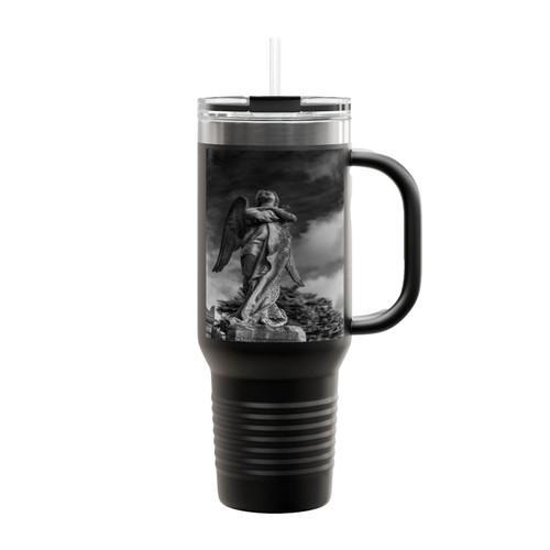 Gray Angel Statue Under Cloudy Sky Insulated Travel Mug