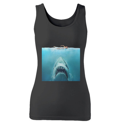 High quality print of this slim fit jaws women tank top will turn heads. And bystanders won't be disappointed - the racerback cut looks good one any woman's shoulders.