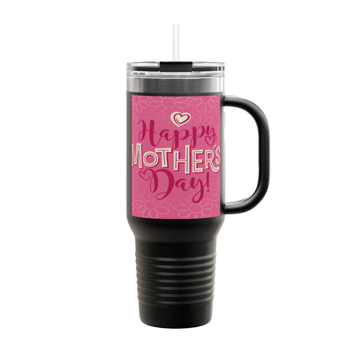 Happy Mothers Day Calligraphy Insulated Travel Mug