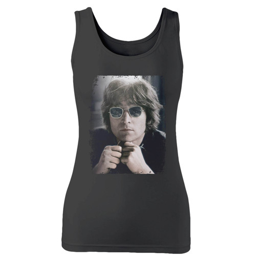 High quality print of this slim fit john lennon glasses women tank top will turn heads. And bystanders won't be disappointed - the racerback cut looks good one any woman's shoulders.