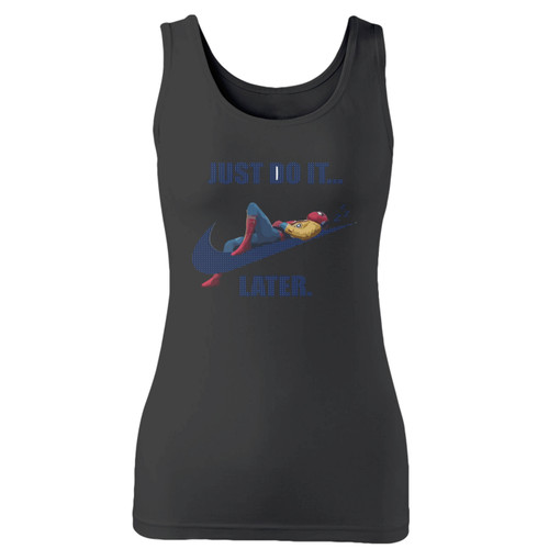 High quality print of this slim fit just do it later spider-man women tank top will turn heads. And bystanders won't be disappointed - the racerback cut looks good one any woman's shoulders.