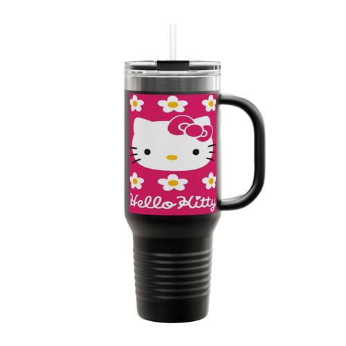 Hello Kitty Pink Background Insulated Travel Mug