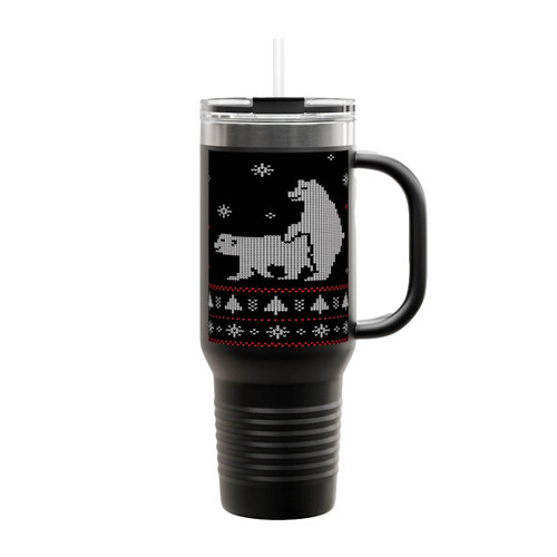 Humping Polar Bears Ugly Christmas Insulated Travel Mug