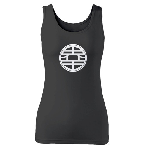 High quality print of this slim fit king kai logo dragon ball z dbz anime women tank top will turn heads. And bystanders won't be disappointed - the racerback cut looks good one any woman's shoulders.
