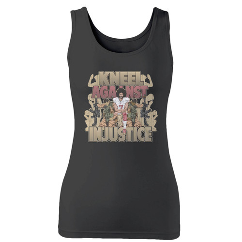High quality print of this slim fit kneel against injustice women tank top will turn heads. And bystanders won't be disappointed - the racerback cut looks good one any woman's shoulders.