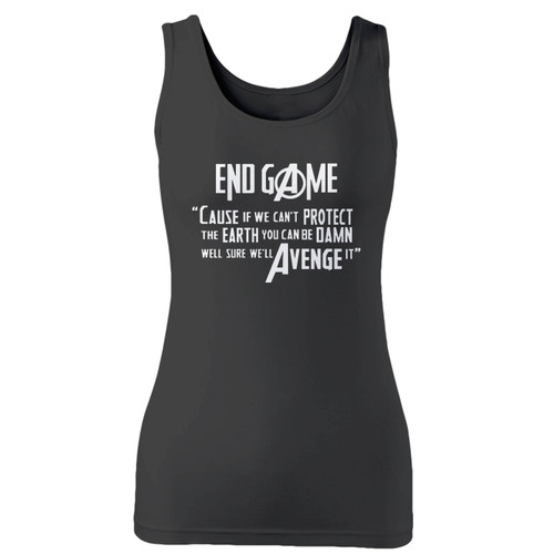 High quality print of this slim fit marvel avengers endgame movie quote women tank top will turn heads. And bystanders won't be disappointed - the racerback cut looks good one any woman's shoulders.