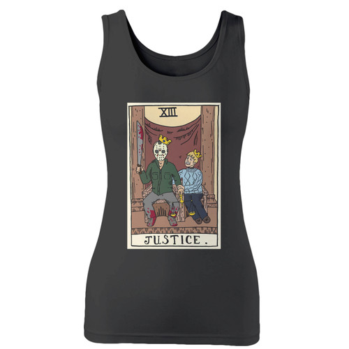 High quality print of this slim fit mens horror arcana - justice women tank top will turn heads. And bystanders won't be disappointed - the racerback cut looks good one any woman's shoulders.