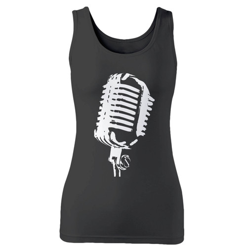 High quality print of this slim fit microphone scribble music band singer voice women tank top will turn heads. And bystanders won't be disappointed - the racerback cut looks good one any woman's shoulders.