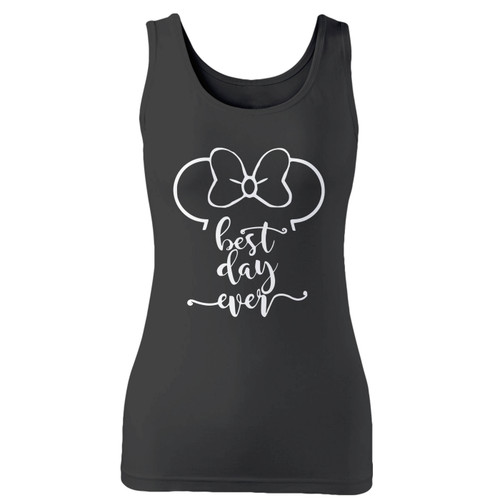 High quality print of this slim fit minnie ears best day ever disney women tank top will turn heads. And bystanders won't be disappointed - the racerback cut looks good one any woman's shoulders.