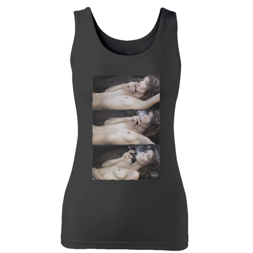 High quality print of this slim fit model kate moss megan fox weed women tank top will turn heads. And bystanders won't be disappointed - the racerback cut looks good one any woman's shoulders.