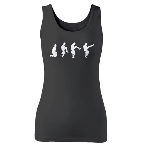 High quality print of this slim fit monty python - ministry of silly walks women tank top will turn heads. And bystanders won't be disappointed - the racerback cut looks good one any woman's shoulders.