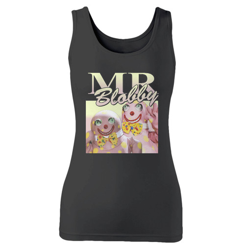 High quality print of this slim fit mr blobby heritage noel edmonds women tank top will turn heads. And bystanders won't be disappointed - the racerback cut looks good one any woman's shoulders.