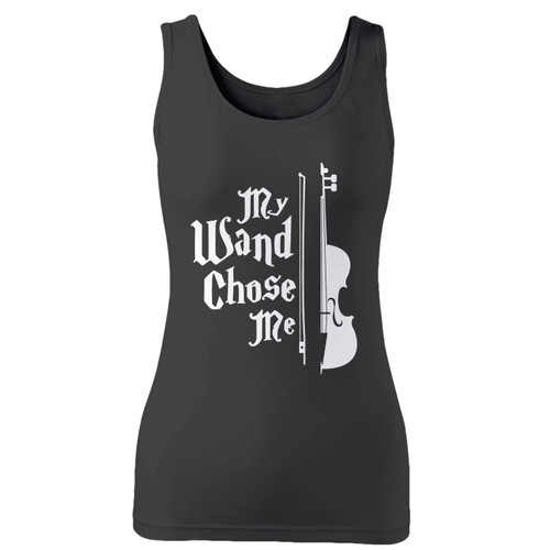 High quality print of this slim fit musician violinist my wand chose me women tank top will turn heads. And bystanders won't be disappointed - the racerback cut looks good one any woman's shoulders.