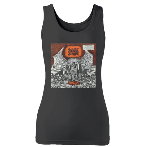 High quality print of this slim fit napalm death scum 4 women tank top will turn heads. And bystanders won't be disappointed - the racerback cut looks good one any woman's shoulders.
