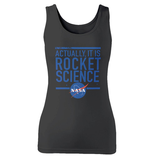 High quality print of this slim fit nasa actually it is rocket science women tank top will turn heads. And bystanders won't be disappointed - the racerback cut looks good one any woman's shoulders.