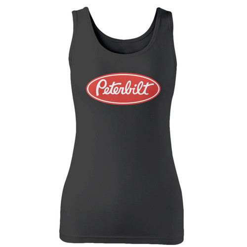 High quality print of this slim fit new peterbilt truck logo women tank top will turn heads. And bystanders won't be disappointed - the racerback cut looks good one any woman's shoulders.