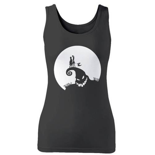 High quality print of this slim fit nightmare before christmas jack and sally silhouette women tank top will turn heads. And bystanders won't be disappointed - the racerback cut looks good one any woman's shoulders.
