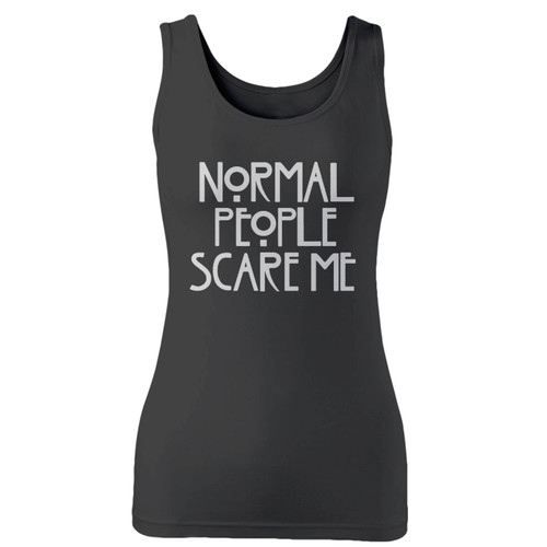 High quality print of this slim fit normal people scare me funny horror movie women tank top will turn heads. And bystanders won't be disappointed - the racerback cut looks good one any woman's shoulders.