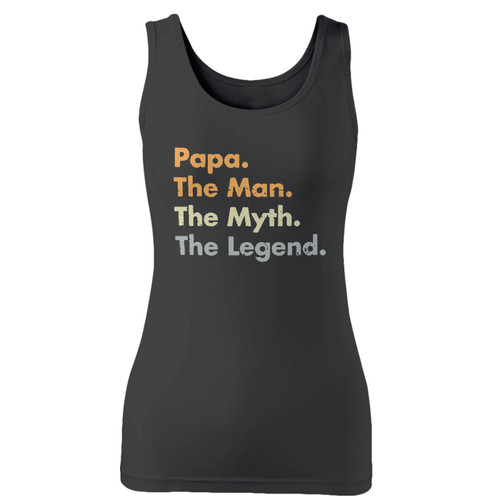 High quality print of this slim fit papa the man the myth the legend art women tank top will turn heads. And bystanders won't be disappointed - the racerback cut looks good one any woman's shoulders.