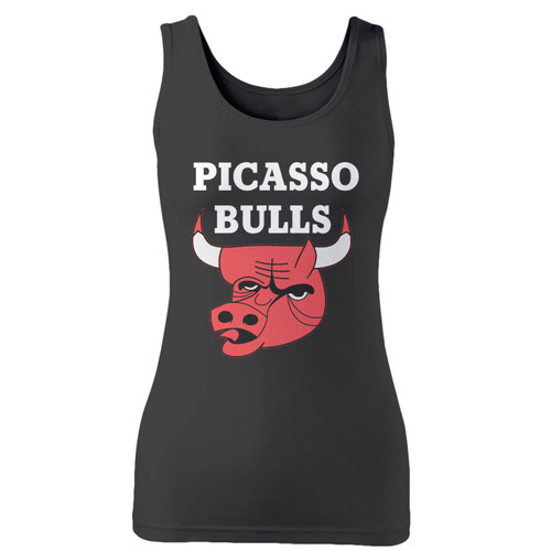 High quality print of this slim fit picasso bulls funny women tank top will turn heads. And bystanders won't be disappointed - the racerback cut looks good one any woman's shoulders.