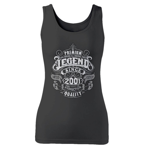 High quality print of this slim fit premium legend since 2001 women tank top will turn heads. And bystanders won't be disappointed - the racerback cut looks good one any woman's shoulders.