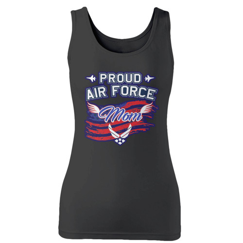 High quality print of this slim fit proud air force mom women tank top will turn heads. And bystanders won't be disappointed - the racerback cut looks good one any woman's shoulders.