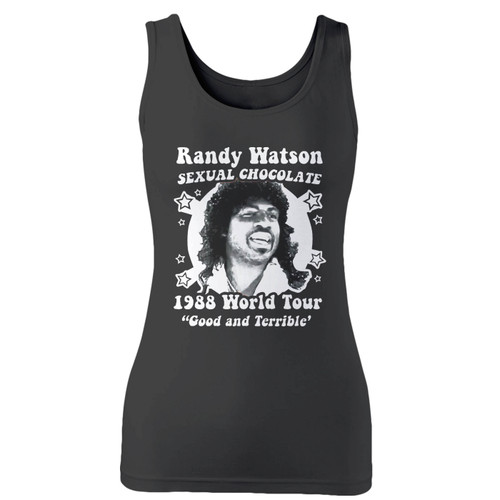 High quality print of this slim fit randy watson 1988 world tour women tank top will turn heads. And bystanders won't be disappointed - the racerback cut looks good one any woman's shoulders.