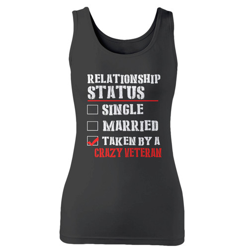 High quality print of this slim fit relationship status single married taken to a crazy veteran women tank top will turn heads. And bystanders won't be disappointed - the racerback cut looks good one any woman's shoulders.