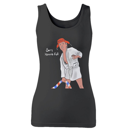 High quality print of this slim fit sorry mericas women tank top will turn heads. And bystanders won't be disappointed - the racerback cut looks good one any woman's shoulders.