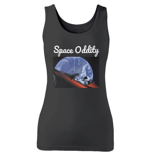 High quality print of this slim fit starman tesla roadster spacex space oddity women tank top will turn heads. And bystanders won't be disappointed - the racerback cut looks good one any woman's shoulders.