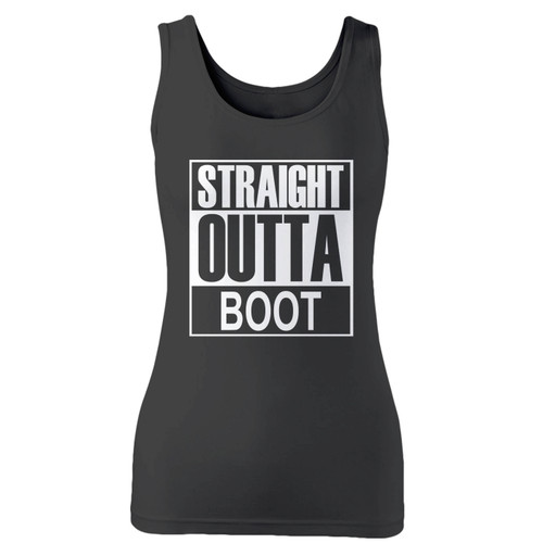 High quality print of this slim fit straight outta boot camp military women tank top will turn heads. And bystanders won't be disappointed - the racerback cut looks good one any woman's shoulders.
