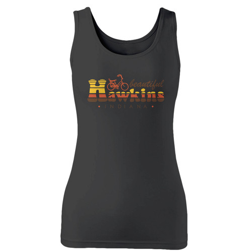 High quality print of this slim fit stranger beautiful hawkins indiana women tank top will turn heads. And bystanders won't be disappointed - the racerback cut looks good one any woman's shoulders.