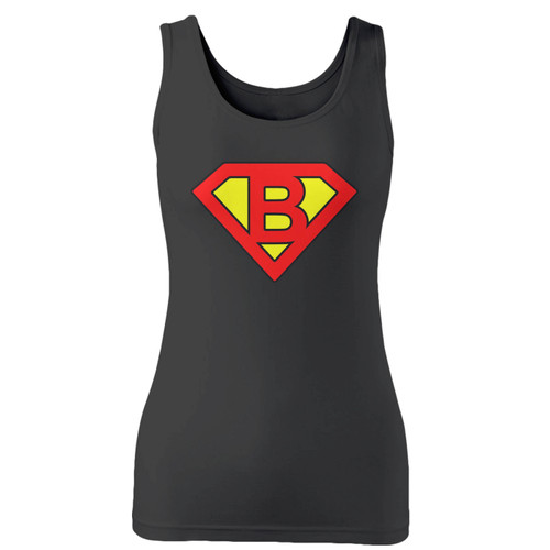 High quality print of this slim fit superman logo with b letter women tank top will turn heads. And bystanders won't be disappointed - the racerback cut looks good one any woman's shoulders.
