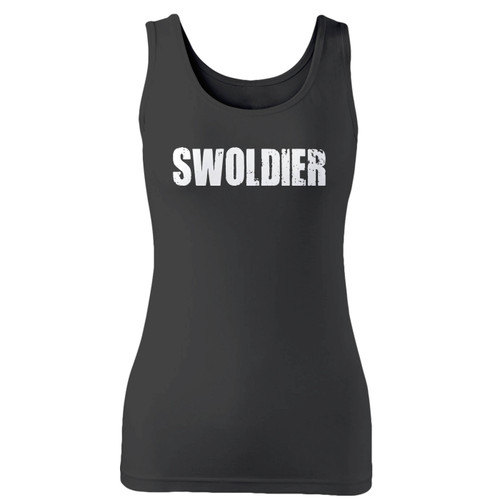 High quality print of this slim fit swoldier women tank top will turn heads. And bystanders won't be disappointed - the racerback cut looks good one any woman's shoulders.