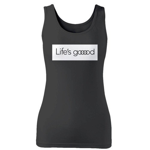 High quality print of this slim fit the good life audi women tank top will turn heads. And bystanders won't be disappointed - the racerback cut looks good one any woman's shoulders.