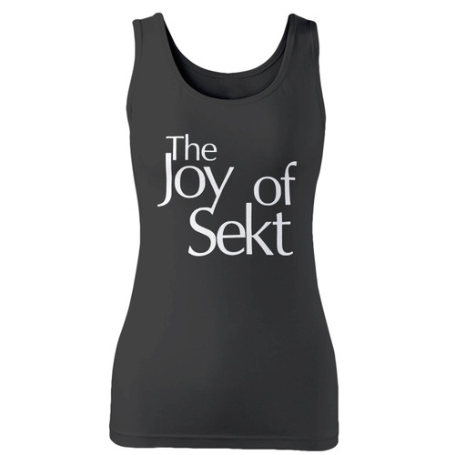 High quality print of this slim fit the joy of sekt riesling sparkling wine women tank top will turn heads. And bystanders won't be disappointed - the racerback cut looks good one any woman's shoulders.