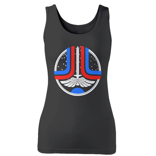 High quality print of this slim fit the last starfighter star league logo movie custom women tank top will turn heads. And bystanders won't be disappointed - the racerback cut looks good one any woman's shoulders.