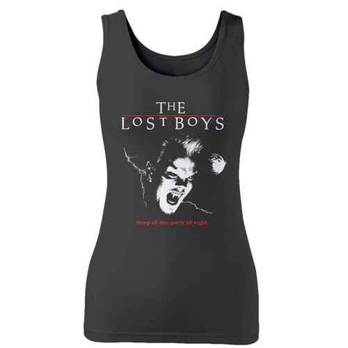 High quality print of this slim fit the lost boys sleep all day women tank top will turn heads. And bystanders won't be disappointed - the racerback cut looks good one any woman's shoulders.