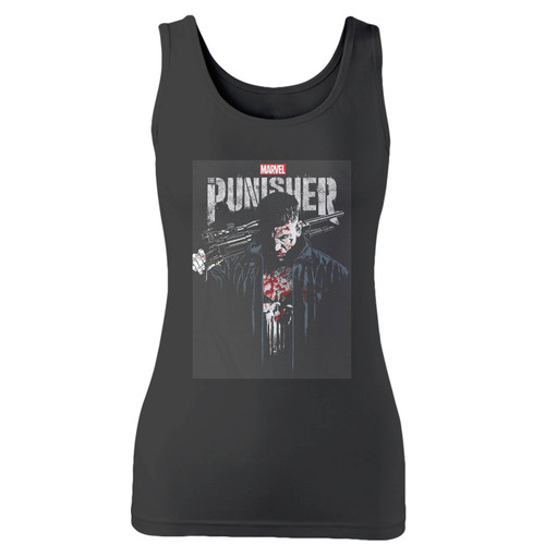 High quality print of this slim fit the punisher frank castle women tank top will turn heads. And bystanders won't be disappointed - the racerback cut looks good one any woman's shoulders.