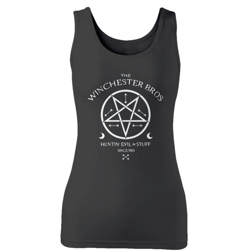High quality print of this slim fit the winchester bros supernatural women tank top will turn heads. And bystanders won't be disappointed - the racerback cut looks good one any woman's shoulders.