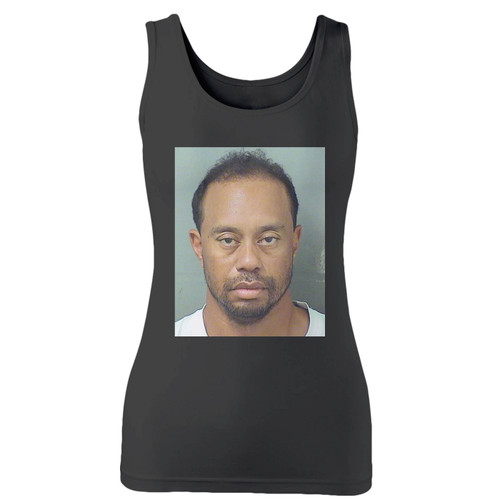 High quality print of this slim fit tiger woods dui fan mugshot custom women tank top will turn heads. And bystanders won't be disappointed - the racerback cut looks good one any woman's shoulders.