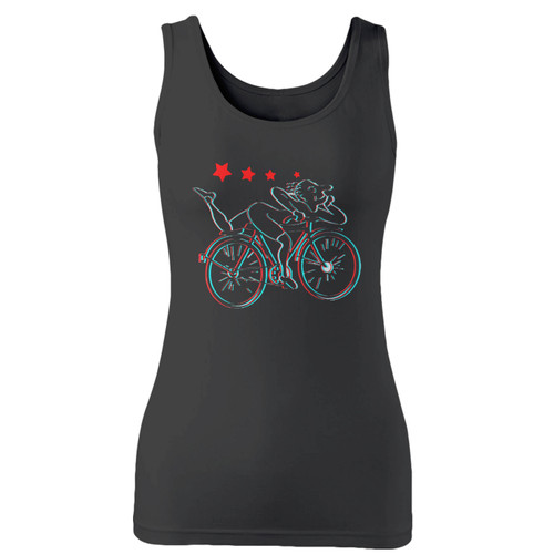 High quality print of this slim fit trippy lsd bike albert hofmann acid women tank top will turn heads. And bystanders won't be disappointed - the racerback cut looks good one any woman's shoulders.