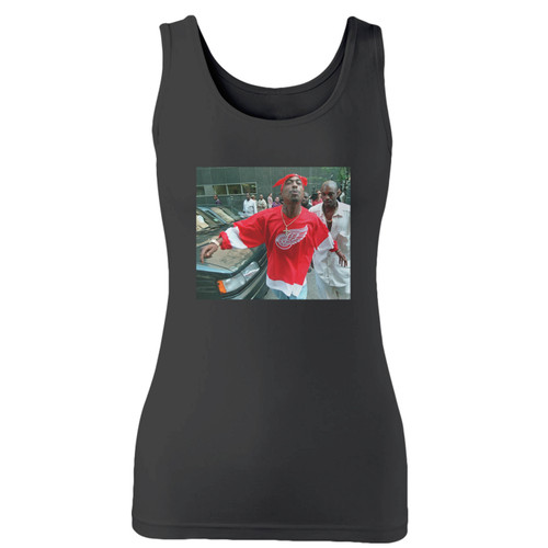 High quality print of this slim fit tupac 2pac thug red wings women tank top will turn heads. And bystanders won't be disappointed - the racerback cut looks good one any woman's shoulders.