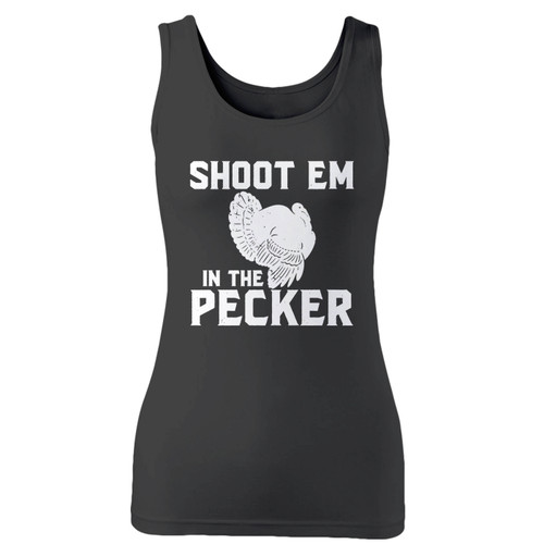 High quality print of this slim fit turkey hunting legend shoot em in the pecker women tank top will turn heads. And bystanders won't be disappointed - the racerback cut looks good one any woman's shoulders.