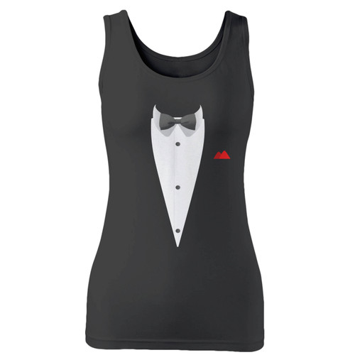 High quality print of this slim fit tuxedo women tank top will turn heads. And bystanders won't be disappointed - the racerback cut looks good one any woman's shoulders.