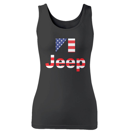 High quality print of this slim fit usa flag jeep women tank top will turn heads. And bystanders won't be disappointed - the racerback cut looks good one any woman's shoulders.