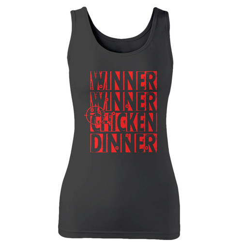 High quality print of this slim fit winner winner chicken dinner women tank top will turn heads. And bystanders won't be disappointed - the racerback cut looks good one any woman's shoulders.