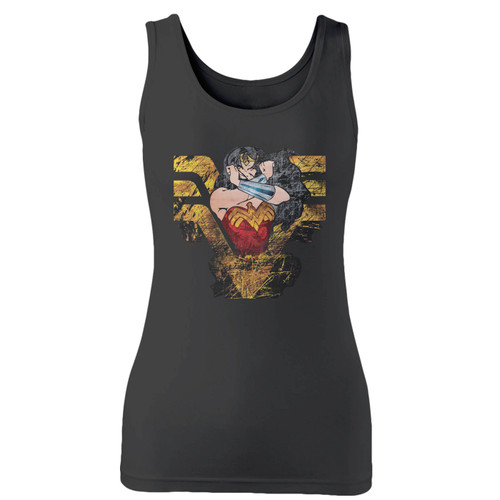High quality print of this slim fit wonder woman dc comics superhero custom women tank top will turn heads. And bystanders won't be disappointed - the racerback cut looks good one any woman's shoulders.