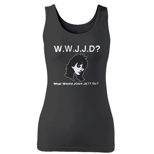 High quality print of this slim fit wwjjd what would joan jett do women tank top will turn heads. And bystanders won't be disappointed - the racerback cut looks good one any woman's shoulders.